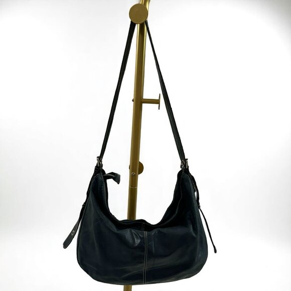 Giudit Black Italian Leather Slouch Hobo Bag – Women’s Large Shoulder Purse - Picture 4 of 14